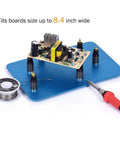 Six Piece Soldering Helping Hands Set for PCB Boards ESD Safe Metal Magnetic Fixture Tower with blue steel base