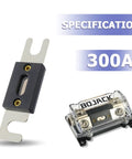 0 2 4 Gauge In Line ANL Fuse Holder With 300 Amp Fuse And Insulating Cover No Wire Terminals Needed Plug And Play Automotive Fuse Block For Cars Boats RVs Heavy Duty Electrical Protection, clear cover
