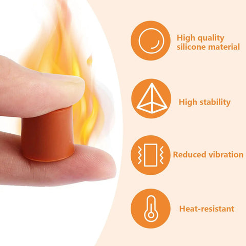 Hand holding silicone piece from 16 Pcs 3D Printer Silicone Bed Leveling Mounts Set With Heat Resistant Spacer Columns In Orange Durable Easy Install