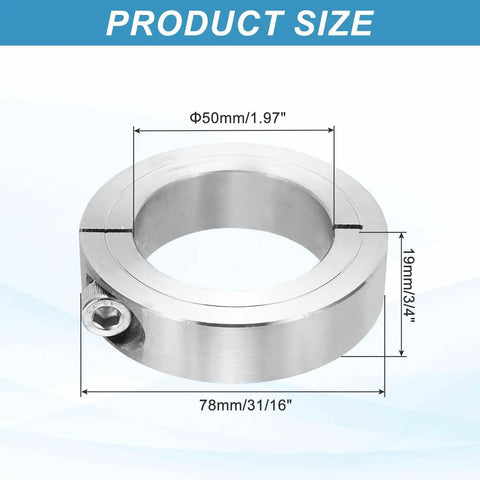 50mm Bore Single Split Shaft Collar 304 Stainless Steel Clamping For Industrial Automation And Conveyor Belt Systems Rock Solid Fixation For Motor Bases Drive Shafts Machine Tools Printing Machines No Slip Precision Stop, 78mm OD