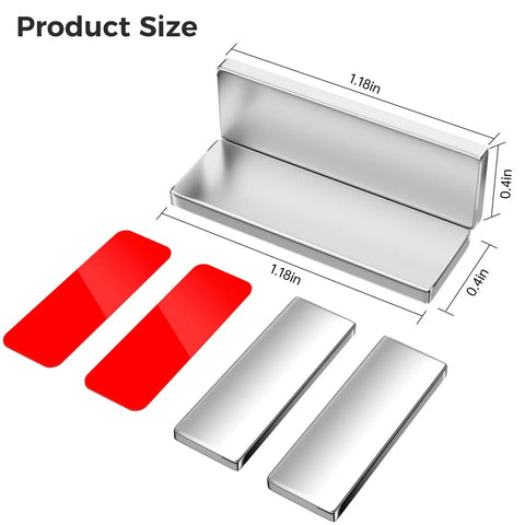 Ultra Thin Magnetic Cabinet Door Catch Kit 10 Pack No Drilling Strong Adhesive Drawer Magnets So Doors Stay Closed Stainless Steel Cabinet Latch Keeps Doors Closed From Pets And Kids showing dimensions and design