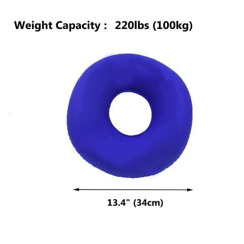 Tailbone Pain Relief Butt Round Pillow Inflatable Air Cushion With Flocked Fabric Water Resistant Portable. 13.4 inches diameter.