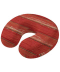 U Shape Memory Foam Travel Pillow With Red Wood Grain Finish For Airplane Rides Car Trips Office Or Home Ergonomic Neck Support