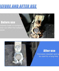 Before and after images of Heavy Top Post Battery Terminal Connector Adapter showing corrosion-proof galvanized steel, for reliable power transfer.