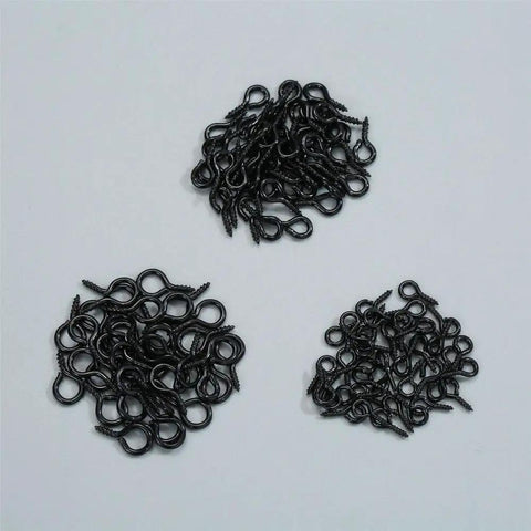 Must Have 300Pcs Small Screw Eye Pins For Jewelry Making And DIY Crafts Mini Eye Screws, black finish, three sizes 8x4mm, 10x5mm, 13x6mm.