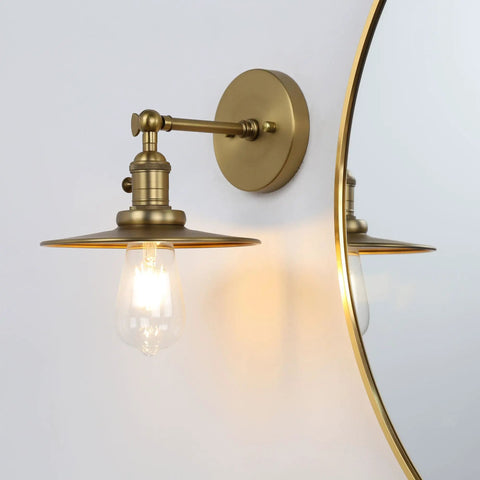 Industrial Vintage 1 Light Wall Sconce With 7.9 Inch Metal Shade Antique Vanity Light On Wall Next to Mirror