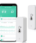 2 Pack WiFi Temperature Humidity Sensor With App Alerts And Graphs No Sweat Setup For Easy Home Monitoring with smartphone app