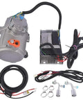 12V Electric AC Scroll Compressor Close Kit For Universal Car And Truck Air Conditioning featuring compressor, wiring harness, and fittings.