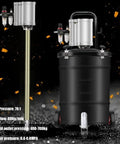 Heavy Duty Pneumatic Grease Pump 80 To 1 Air Powered Injector Gun With Forty Liter Capacity And Fifteen Foot Hose swivel tip on a black tank.