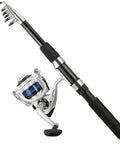 Image of a 6.9ft Telescopic Fishing Pole And Reel Kit 2 Rods 2 Reels With Line Pliers Lip Gripper Lures And Hooks Carrier Bag All In One Bass Fishing Kit