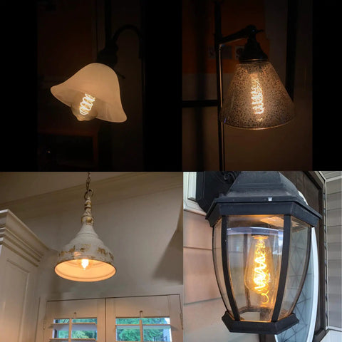 Low Voltage 12V LED Edison Bulbs 40W Equivalent Amber Glass Vintage Spiral Filament With E26 Base For RV in various fixtures