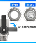 Chrome Plated Brass Mini Ball Valve 3/8 NPT Male To 3/8 NPT Female Pipe Fitting with 90° shut off range diagram