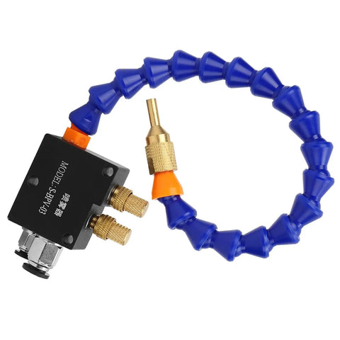 Heavy Duty Mist Coolant And Lubrication System For Cnc Milling Machines with blue flexible nozzle and black control unit.