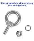 10 Pack M4 Eyebolt With Nut Stainless Steel Beefy Heavy Duty Screw Eye Bolts with nuts and washers shown separately for rigging projects
