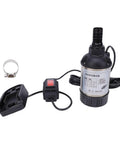 Cordless Submersible Water Transfer Pump Featuring A Heavy Duty 100w Brushless Motor Crushing Water Duty At 1268 Gph With A Rock Solid 8 Meter Lift Rating And Plug Free Battery Run, featuring a battery pack and switch.