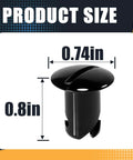 Dzus fastener with oval black aluminum button head; 0.74 in wide, 0.8 in tall (front view)