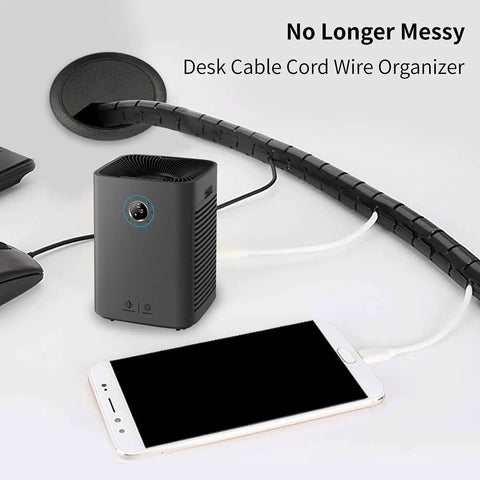 2 Inch Desk Grommet Kit With Bi Metal Hole Saw, 50mm Hole Cover, Cord Wrap, 2M Cable Sleeve Organizer, tidy workspace setup