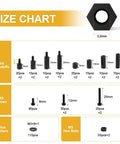 Size chart showcasing Heavy Duty 620 Piece M3 Hex Standoff And Nylon Screw Assortment Kit with various sizes.
