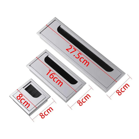 Slick Aluminum Desk Cable Grommets Kit For 10pcs Wire Hole Covers With Brush To Stop Cord Fray And Keep Your Setup Clean And Organized Like A Boss. silver aluminum desk cable grommets, 27.5cm, 16cm, 8cm
