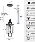Modern Black Pendant Light Fixtures Set dimensions and features for kitchens and dining rooms, with a sleek industrial design.