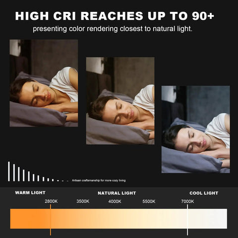 Image showing color temperature effects from Dope Six Ring LED Modern Chandelier 6400 LM 31.5 Inch Flush Mount Ceiling Light on sleeping woman.