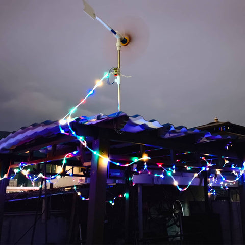 Small Wind Turbine Generator Kit With Wind Powered Light Strip For Backyard Decor Vibe Free Energy Garden Accent 18 Inch Diameter No Batteries Needed Easy Outdoor Setup Eco Friendly Outdoor Lighting