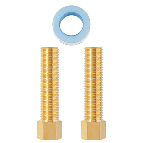 1/2 Inch Brass Pipe Extension Fittings Male To Female NPS Nipple Adapter For Tub Spout, 100mm Length, 2 Pack with tape