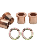 Heavy Duty King Pin Steering Knuckle Bushing Kit With Flanged Spindle Bushing Ready Drop Installation For Precedent Gas 2004 Plus Direct Swap Rock Solid Bronze Build including bronze bushings and flanged spindle washers.