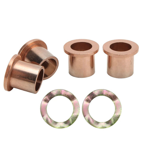 Heavy Duty King Pin Steering Knuckle Bushing Kit With Flanged Spindle Bushing Ready Drop Installation For Precedent Gas 2004 Plus Direct Swap Rock Solid Bronze Build including bronze bushings and flanged spindle washers.