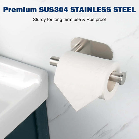 Premium Thickened Stainless Steel Self Adhesive Toilet Paper Holder Rustproof No Drill Needed For Bathroom Kitchen Washroom