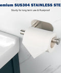 Self Adhesive Toilet Paper Holder Stainless Steel 304 Rustproof No Drill Mount Brushed Nickel 2 Pack mounted on wall