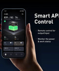 Smartphone showing app control for Cube 1000 Portable Power Station With 2200W AC Outlets And 1024Wh LiFePO4 Battery
