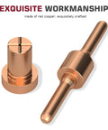 Close-up of copper components from 60 Piece Plasma Cutting Consumables Kit For PT31 JG-40 LG-40 Torches, detailing workmanship.