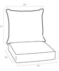 Diagram of Outdoor Deep Seat Cushion Set 24x24 Inches Weatherproof Rain Proof Fade Resistant Patio Cushions, size 24x24 bottom, 21 back
