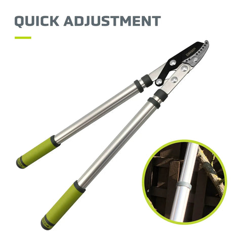 Beefy Telescopic Loppers For Thick Branches With Anvil Cutter and Quick-Adjust Tension, Durable SK5 Steel, Heavy Duty Pruner