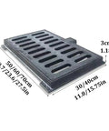Heavy Duty Outdoor Trench Drainage Kit With 304 Stainless Steel Channel Drain for driveways, paths, dimensions shown