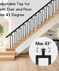 Slap Some Slick 36 Inch U Shape Stair Balusters Matte Black 4 Pack with adjustable top for 43-degree angles on stairs.