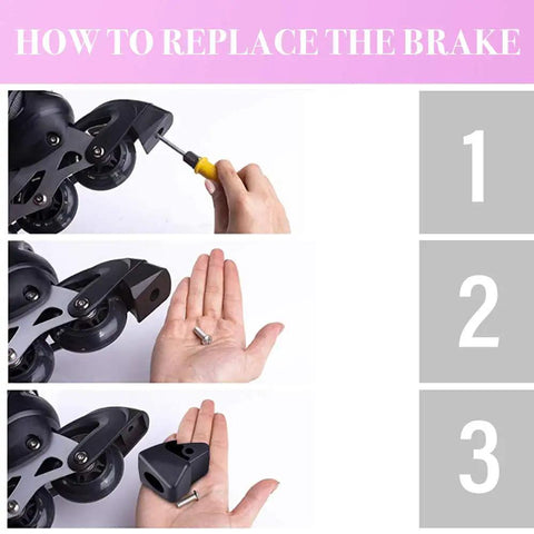 Steps to attach Replacement Inline Skate Brake Pads For Kids Adjustable Boys And Girls Black Durable TPR Material Lightweight And Easy To Install Long Lasting For Safe Stopping