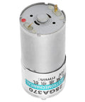XD-25GA370 DC Gear Motor With Metal Gearbox visible from the top, showcasing the compact and durable design for robotics.