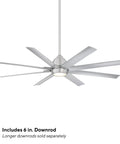 Modern Brushed Aluminum Smart Ceiling Fan for Large Spaces with Wireless Remote Control and Seamless Smartphone App Control.
