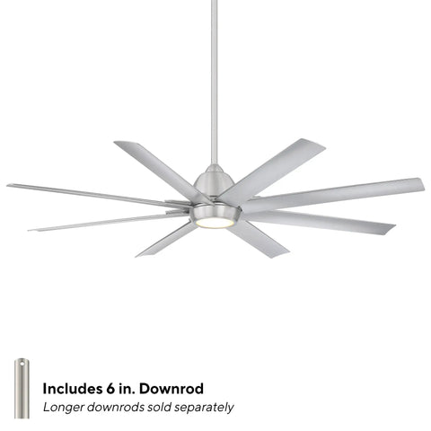 Modern Brushed Aluminum Smart Ceiling Fan for Large Spaces with Wireless Remote Control and Seamless Smartphone App Control.