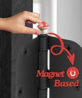 Set Of 6 Red Hinge Head Decorative Toppers For Doors With Magnetic Hinge Heads Mushroom Style Quirky Miniature Trinkets Hinge Pin Topper Decor For Doors And Cabinets Easy Magnetic Placement On Any Metal Surface being placed on a black door hinge