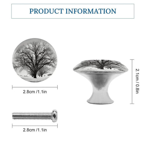 Black And White Tree Round Cabinet Knob Set 2 Pack Stainless Steel Dresser Drawer Pulls Kitchen Cabinet Hardware Easy Install Cupboard Knobs For Doors Closets And More showing knob dimensions and screws