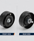 High Impact Drive Belt Idler Pulley For Mini Cooper 2002 2007 With 1.6L Engine 4 Cyl Serpentine Belt Guide Tensioner Part 11288625983 11280946004 36168 shown from front and rear views.