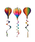 Rainbow Windsock Set Of 3 Hot Air Balloon Wind Spinners for outdoor garden decor, colorful kinetic hanging ornaments, weatherproof
