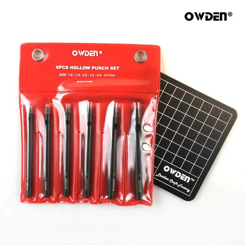 Six Piece Leather Hollow Punch Set for Belts, Watch Bands and Straps, Precision 1.0mm to 5.0mm Punches with Slim Straight Through Design