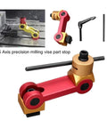 Solid Adjustable Cnc Mill Workpiece Positioner Locator Tool Precision Angle Stop Block in red and gold, designed for milling applications.