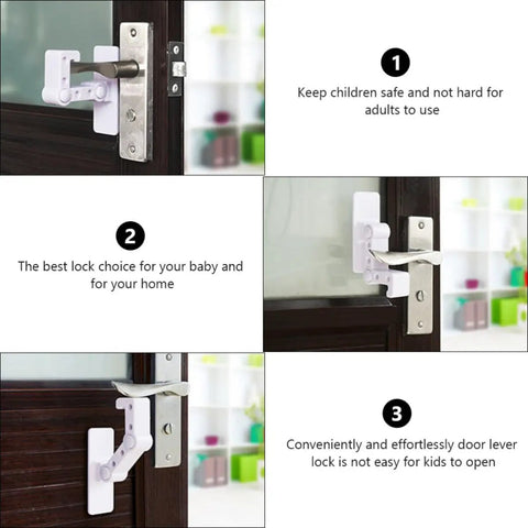 Kid Proof Cabinet And Appliance Door Lock In White Plastic With A Sturdy Lever That Latches Securely And Is Hard To Open
