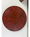 Marble Swirl 10.5 Inch Lazy Susan Tray For Dining Table And Pantry, red durable plastic turntable, top view showing swirl design