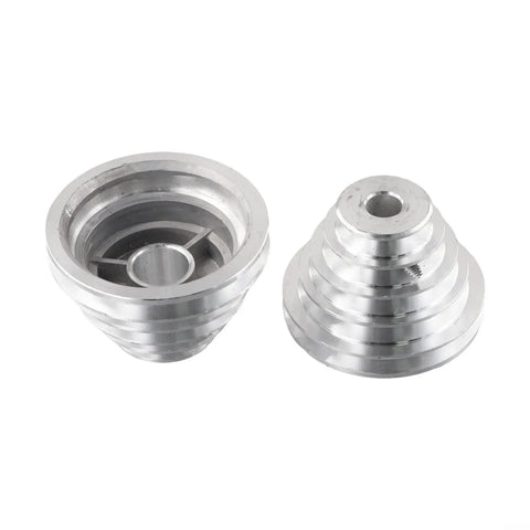 Aluminum Pagoda Pulley Wheel 5 Step A Type V Shaped Timing Belt Pulley For Benchtop Drill Press 2 Pack side and top view